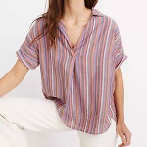 Madewell Courier Button-back Shirt in Rainbow Stripe